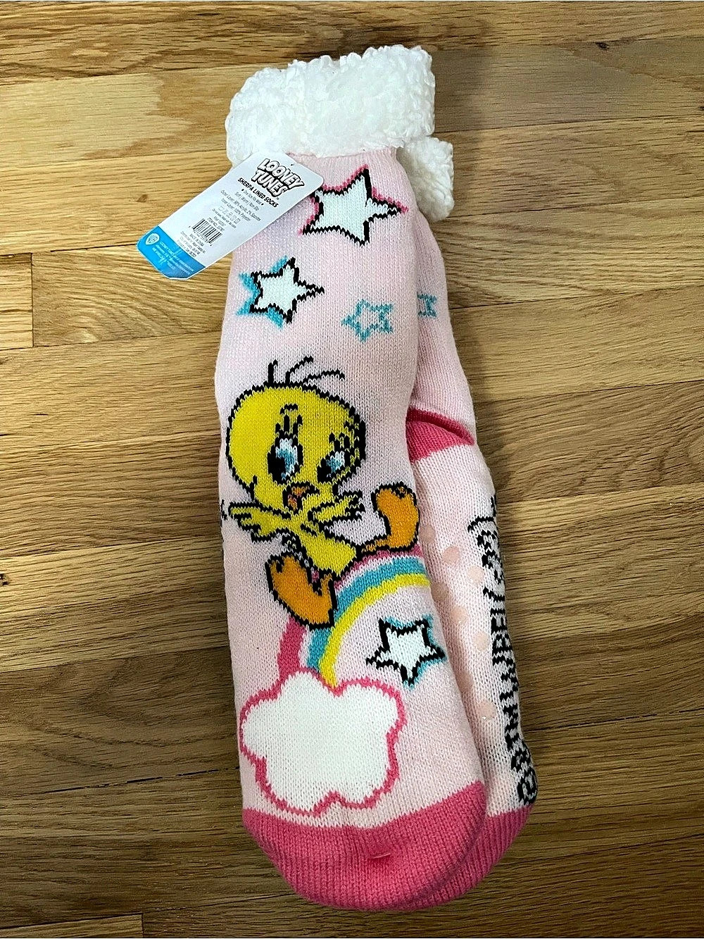 Looney Tunes Tweety Bird Sherpa Lined Non-Slip Socks NWT